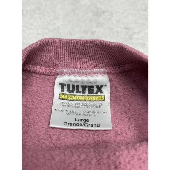 Vintage 90s Tultex Blank Soft Pink Crewneck Sweatshirt Size Large USA Made - Picture 5 of 10